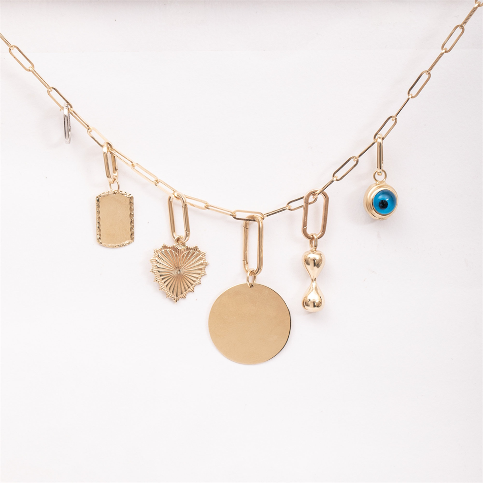 Altın Oval Charm Tutucu Kolye