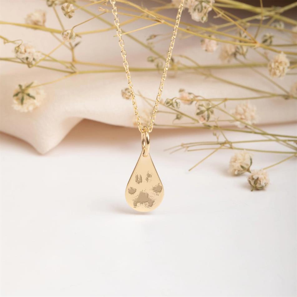 Gold Pet Paw Print Necklace
