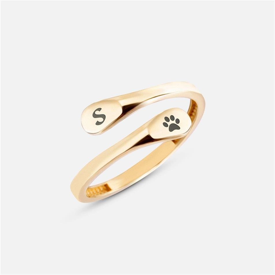 Solid Gold Paw Print Wrap Ring