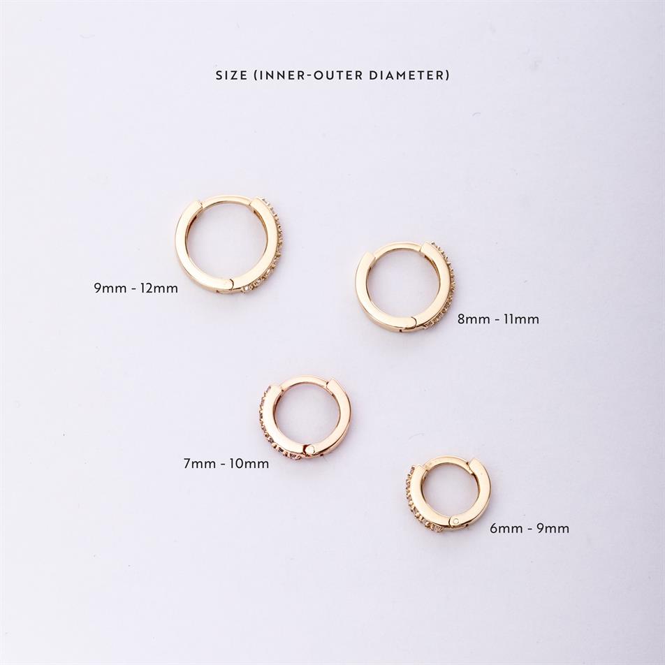 Gold Pave Diamond Huggie Hoop Earrings