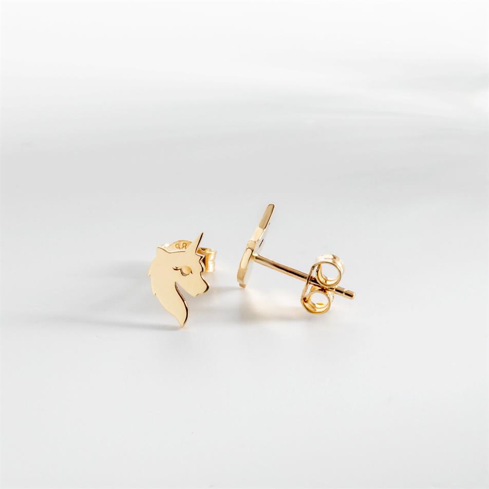 Gold Pegasus Stud Earrings
