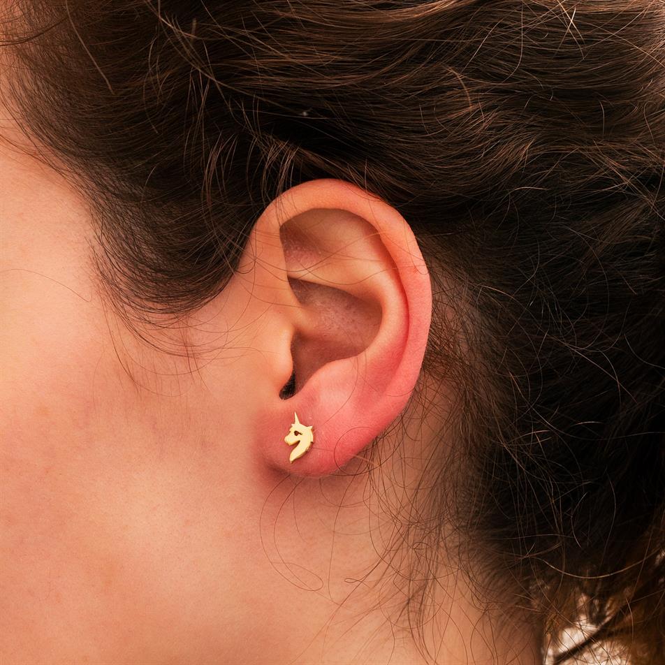 Gold Pegasus Stud Earrings