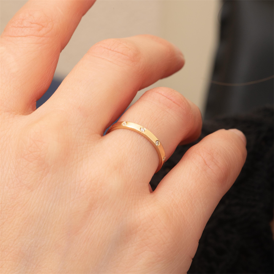 Gold 2mm Flush Set Diamond Band