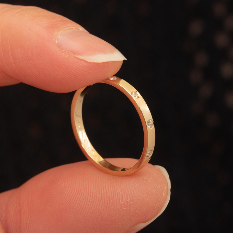 Gold 2mm Flush Set Diamond Band