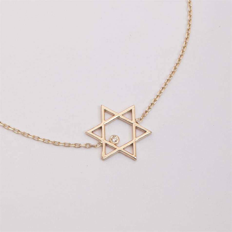 Solid Gold Diamond Star Of David Bracelet