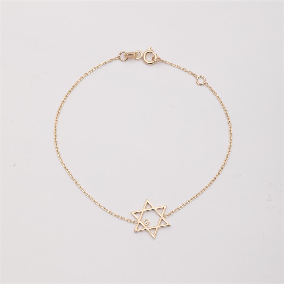 Solid Gold Diamond Star Of David Bracelet