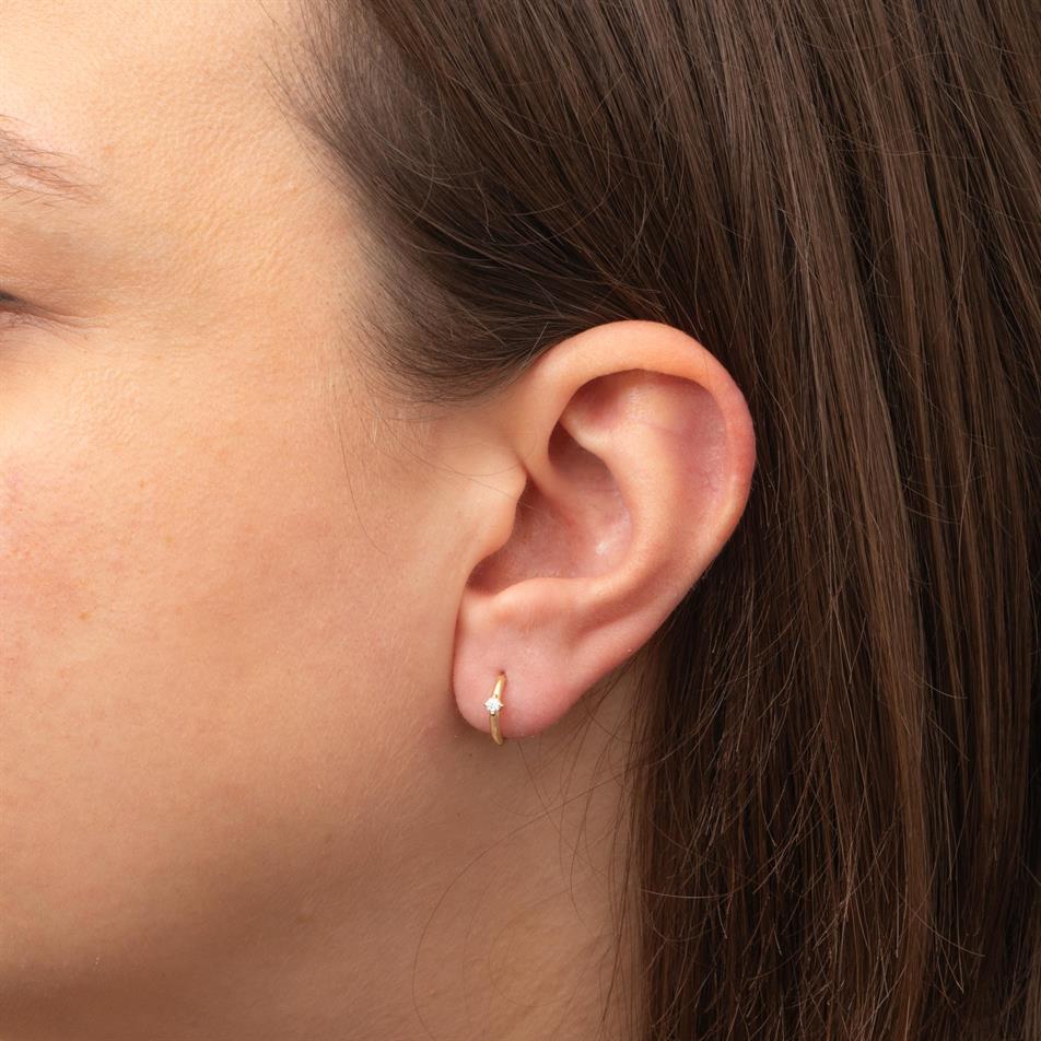 Minimalist Diamond Hoop Earrings