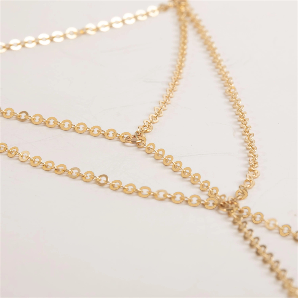 Gold Rolo Link Hand Chain Bracelet