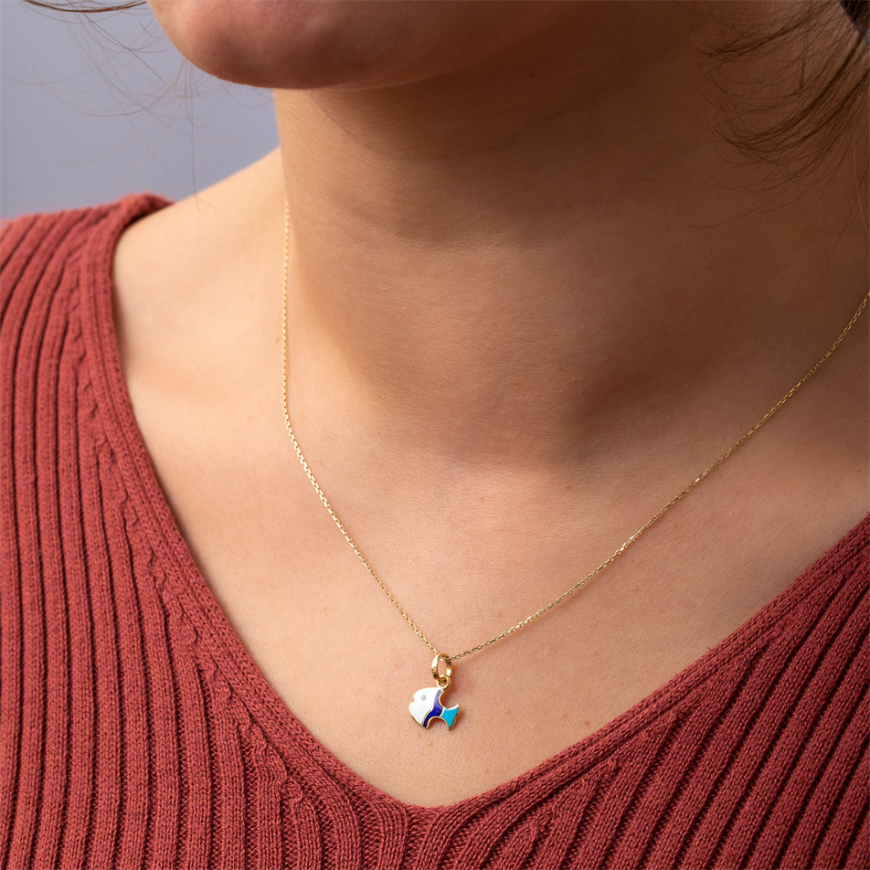 Gold Colorful Fish Necklace