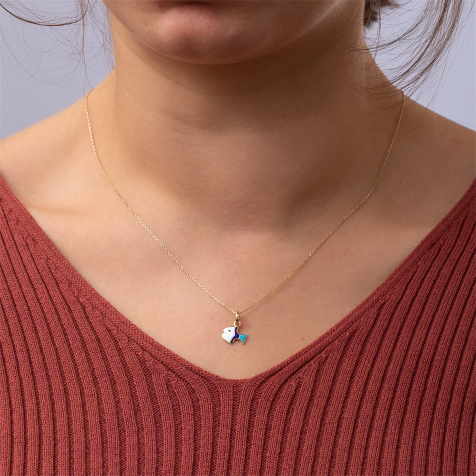 Gold Colorful Fish Necklace