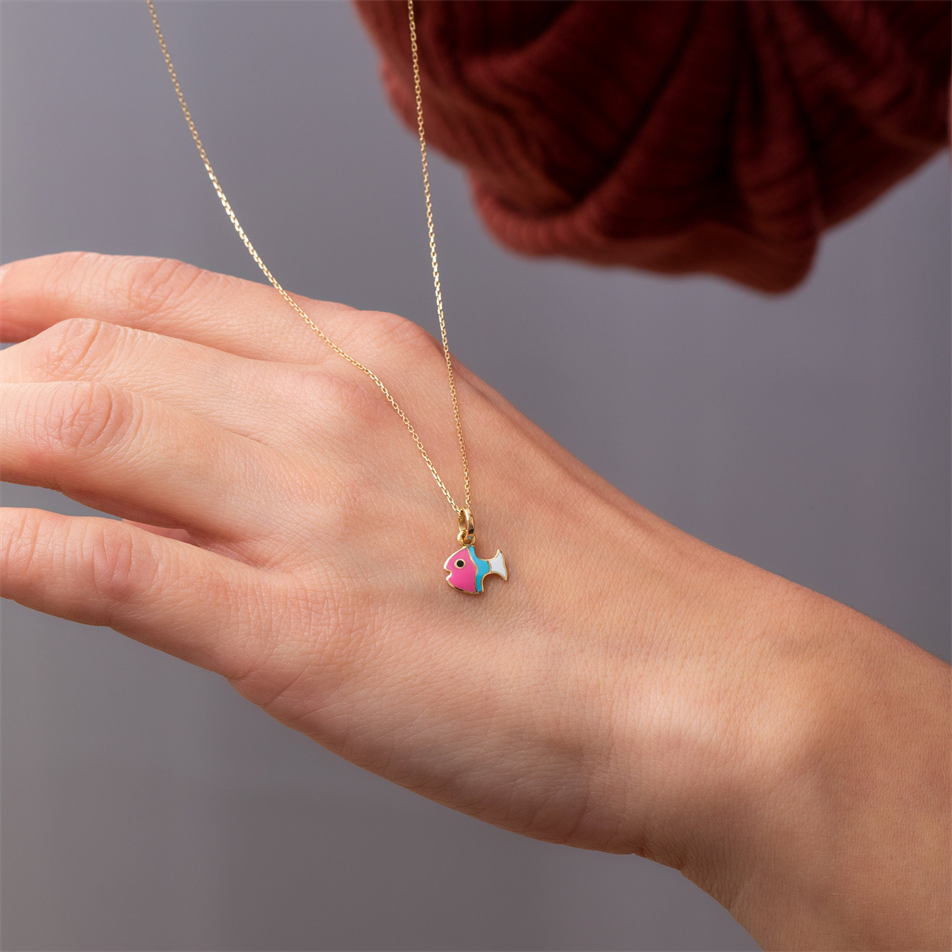Gold Colorful Fish Necklace
