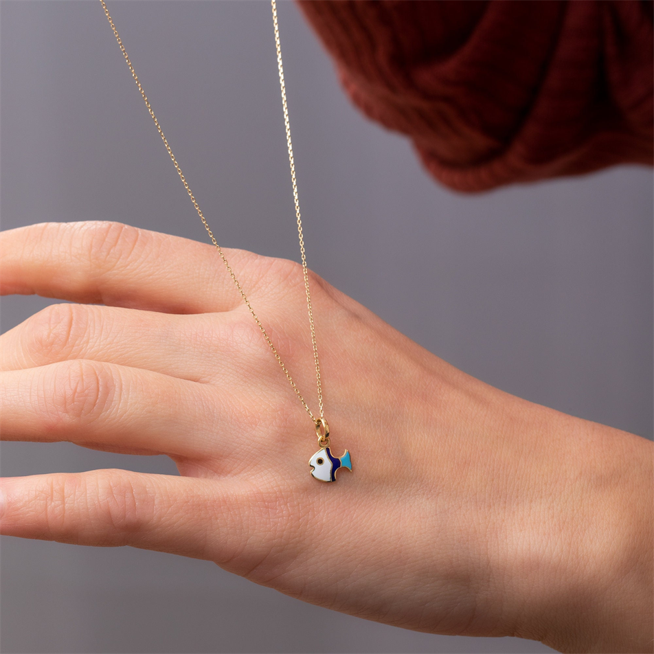 Gold Colorful Fish Necklace