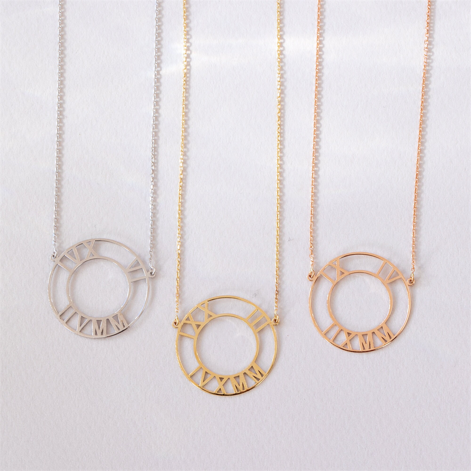 Gold Personalized Roman Numeral Necklace