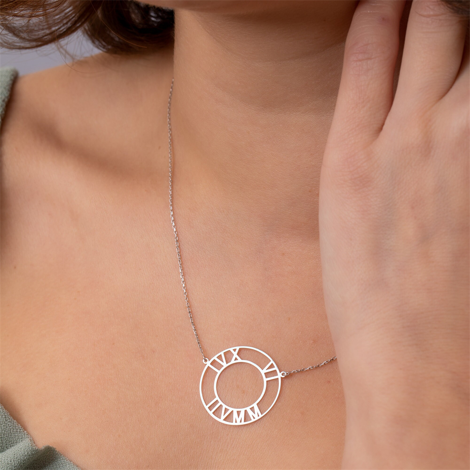 Gold Personalized Roman Numeral Necklace