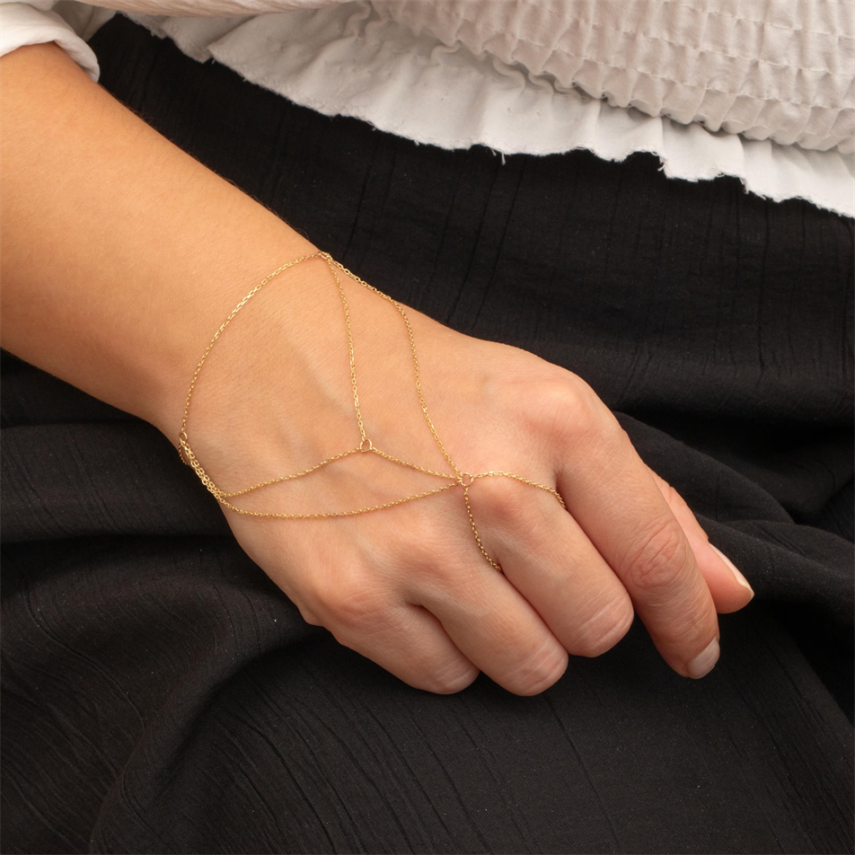 Gold Layered Hand Chain Bracelet