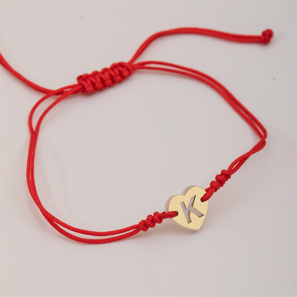 Gold Mother of Pearl Heart String Bracelet