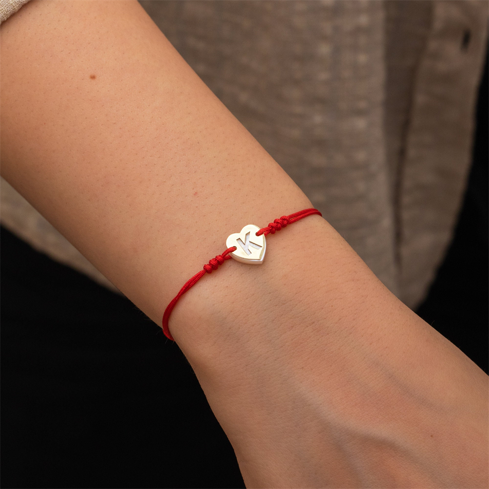 Gold Mother of Pearl Heart String Bracelet