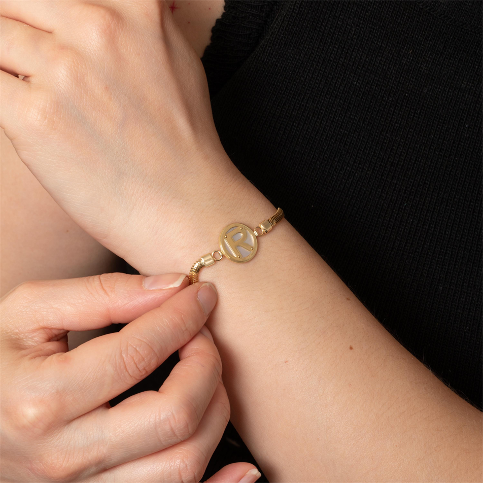 Gold Mother of Pearl Initial Bracelet