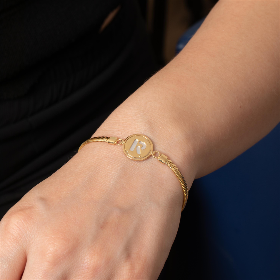 Gold Mother of Pearl Initial Bracelet
