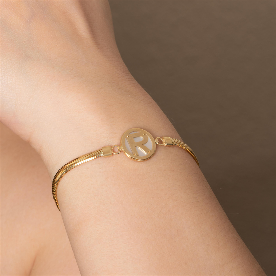 Gold Mother of Pearl Initial Bracelet