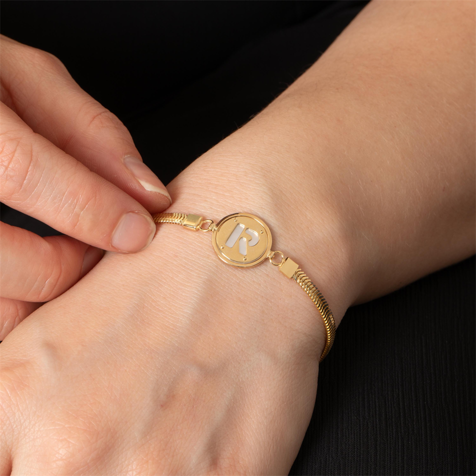Gold Mother of Pearl Initial Bracelet