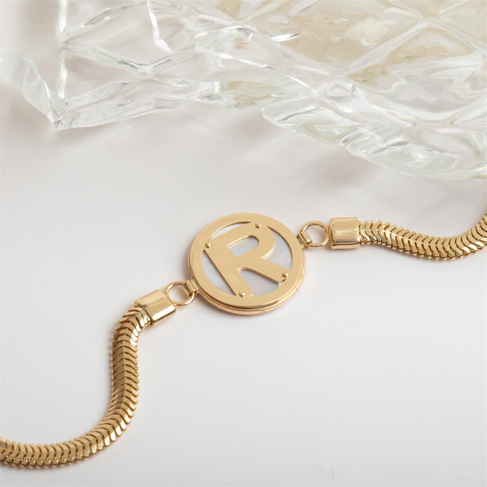 Gold Mother of Pearl Initial Bracelet