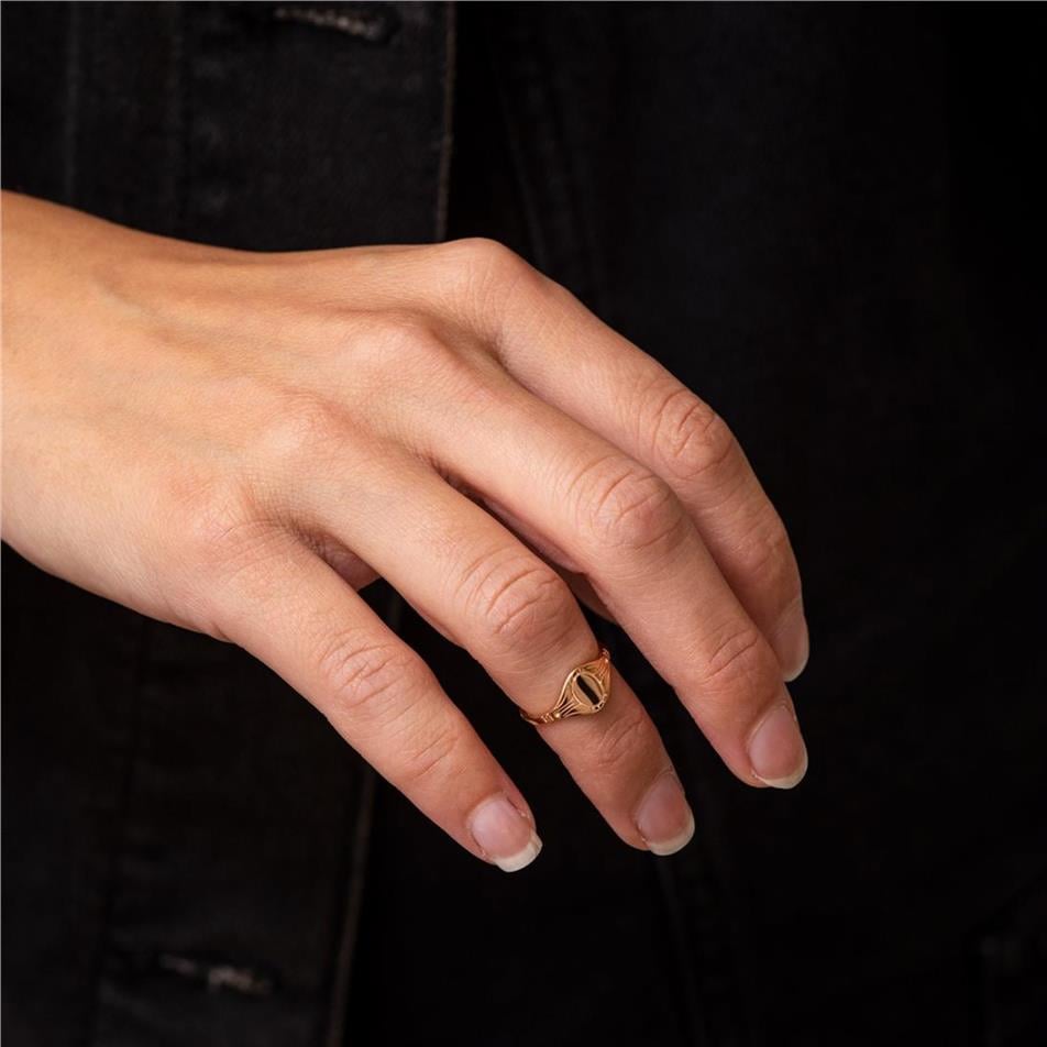 Solid Gold Engraved Signet Ring