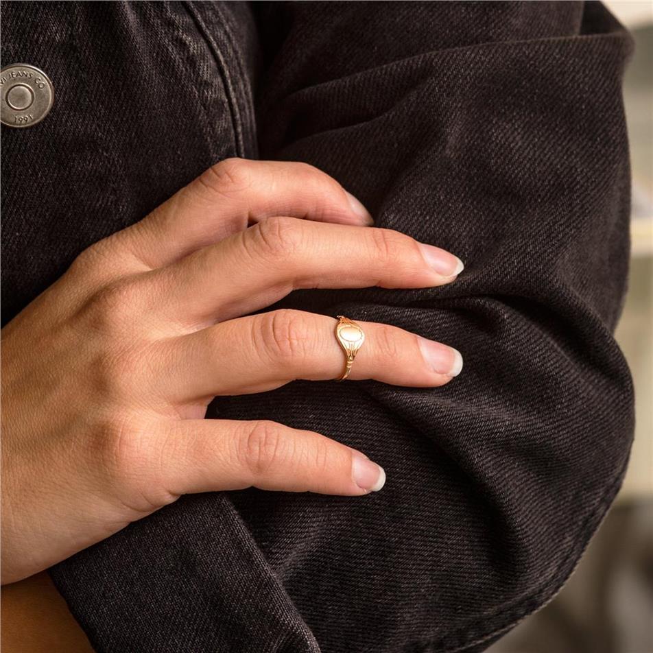Solid Gold Engraved Signet Ring