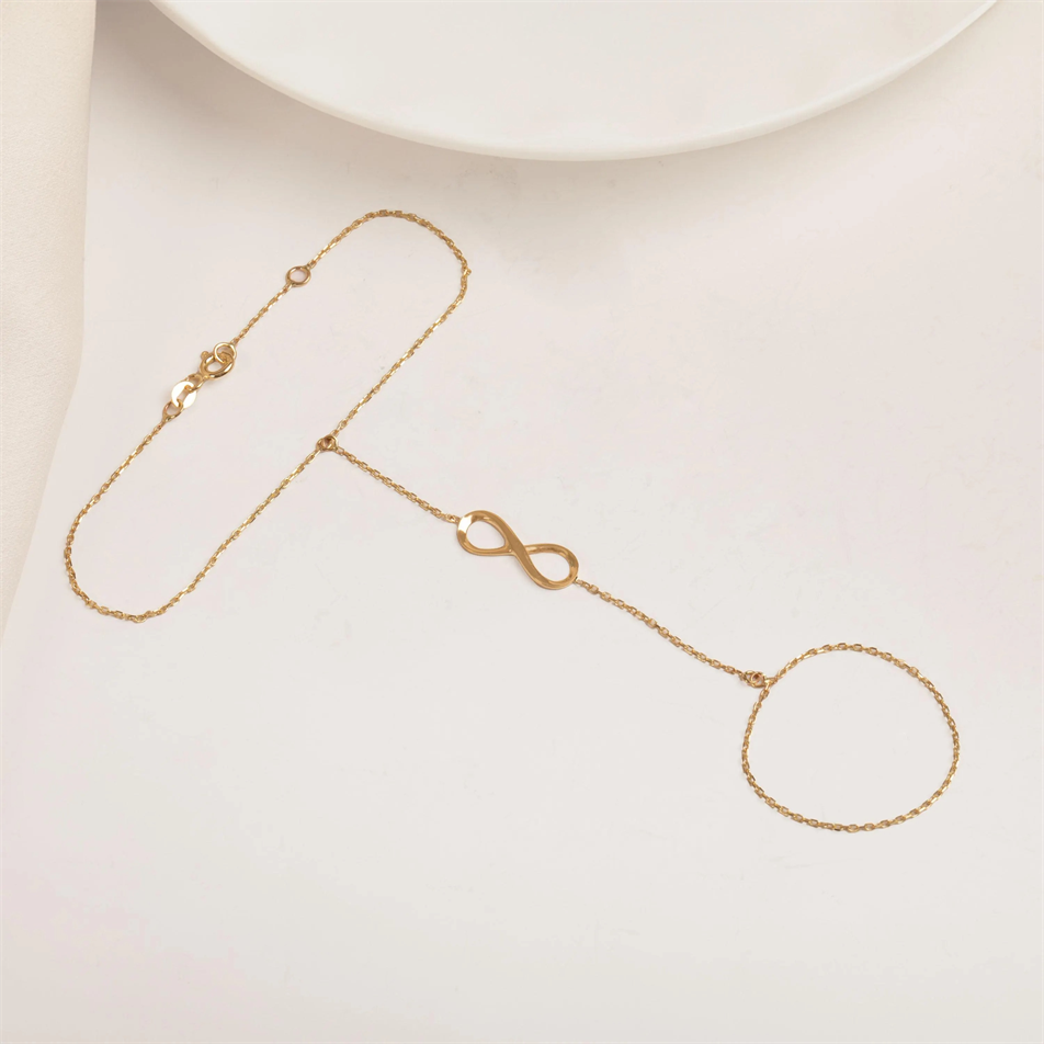 Gold Infinity Hand Chain Bracelet