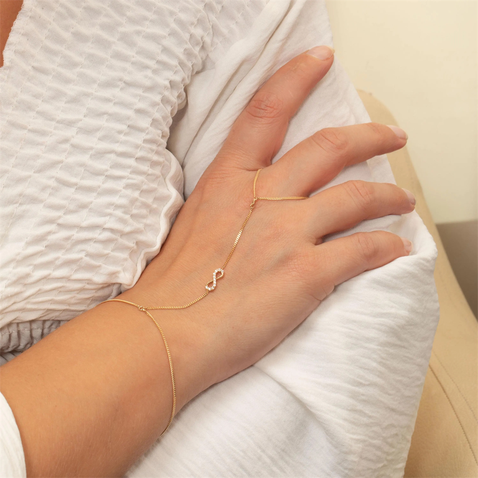 Gold Infinity Hand Chain Bracelet