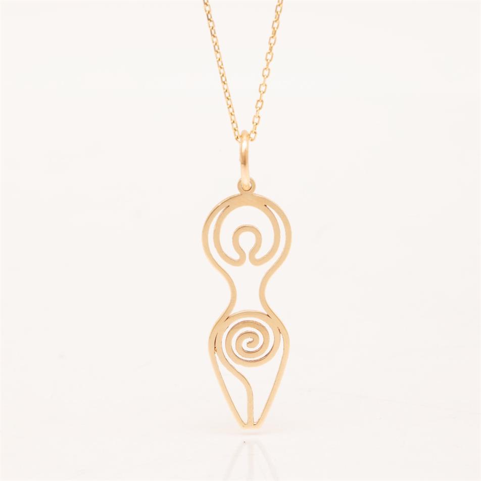 Solid Gold Goddess Spiral Pendant