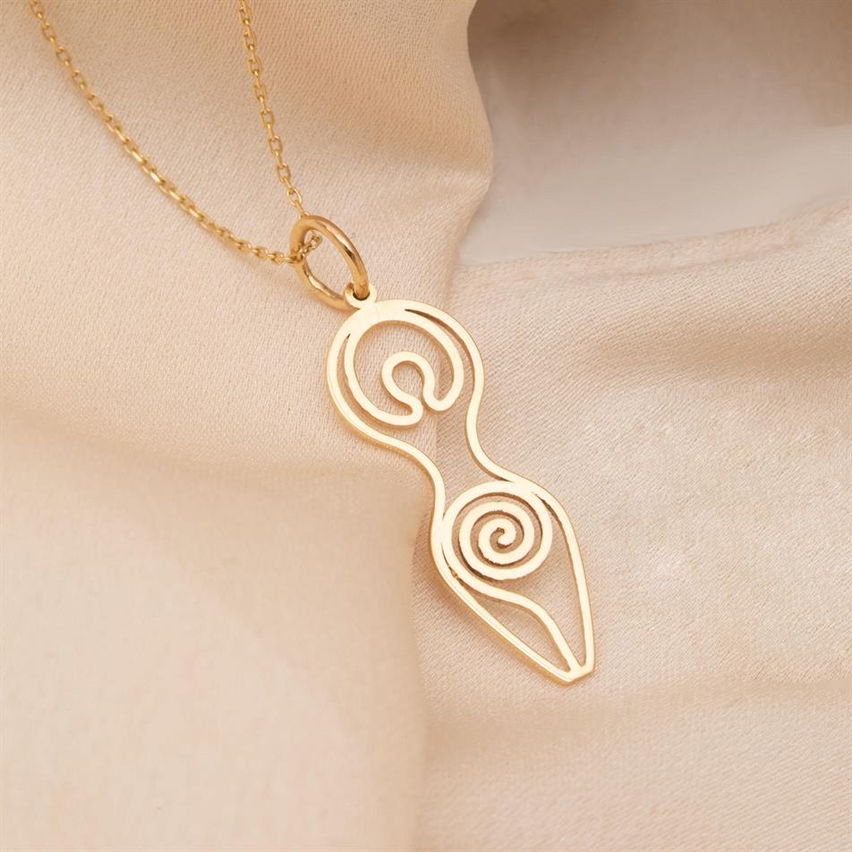 Solid Gold Goddess Spiral Pendant