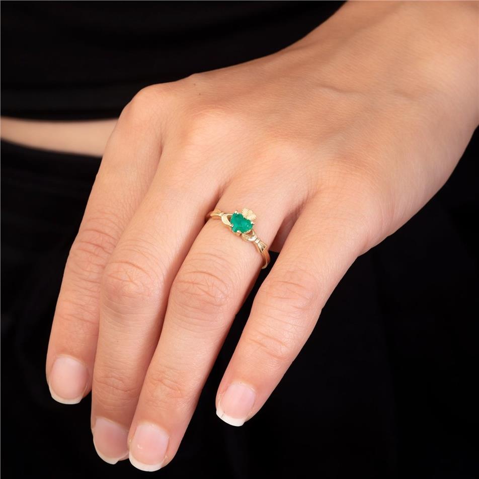 Solid Gold Birthstone Claddagh Ring
