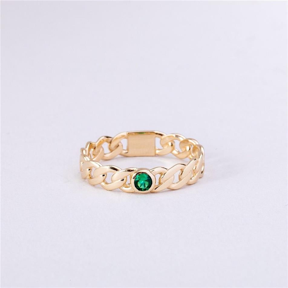 Solid Gold Birthstone Cuban Curb Ring
