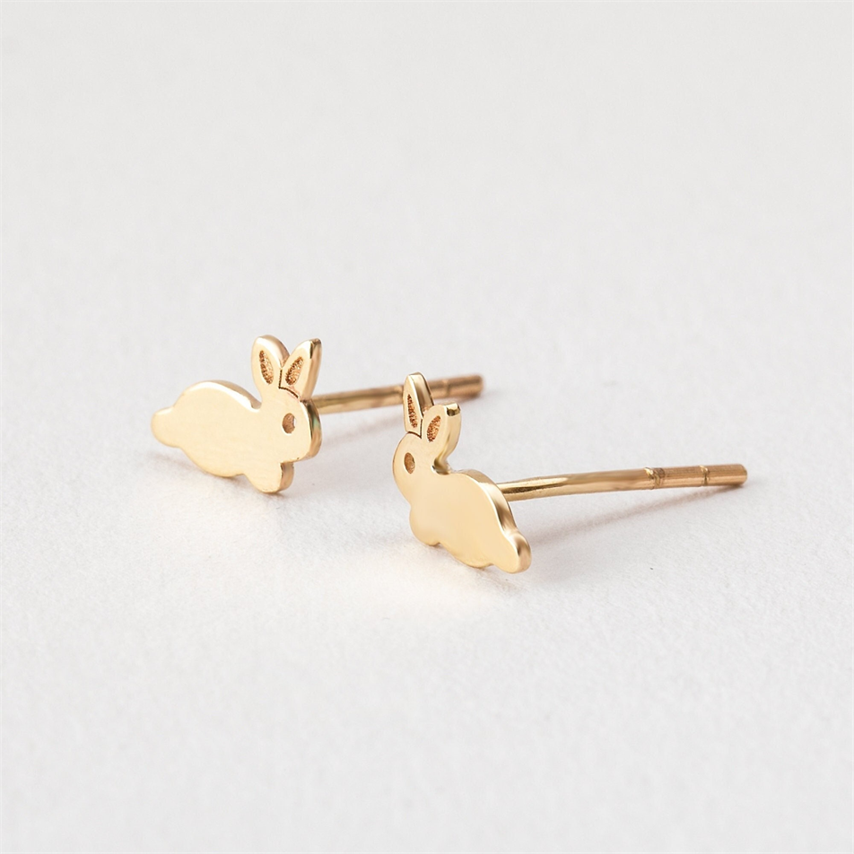 Gold Rabbit Stud Earrings