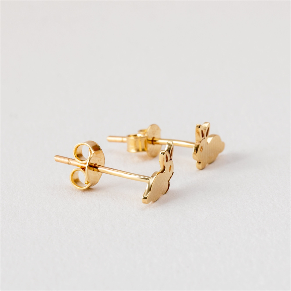 Gold Rabbit Stud Earrings