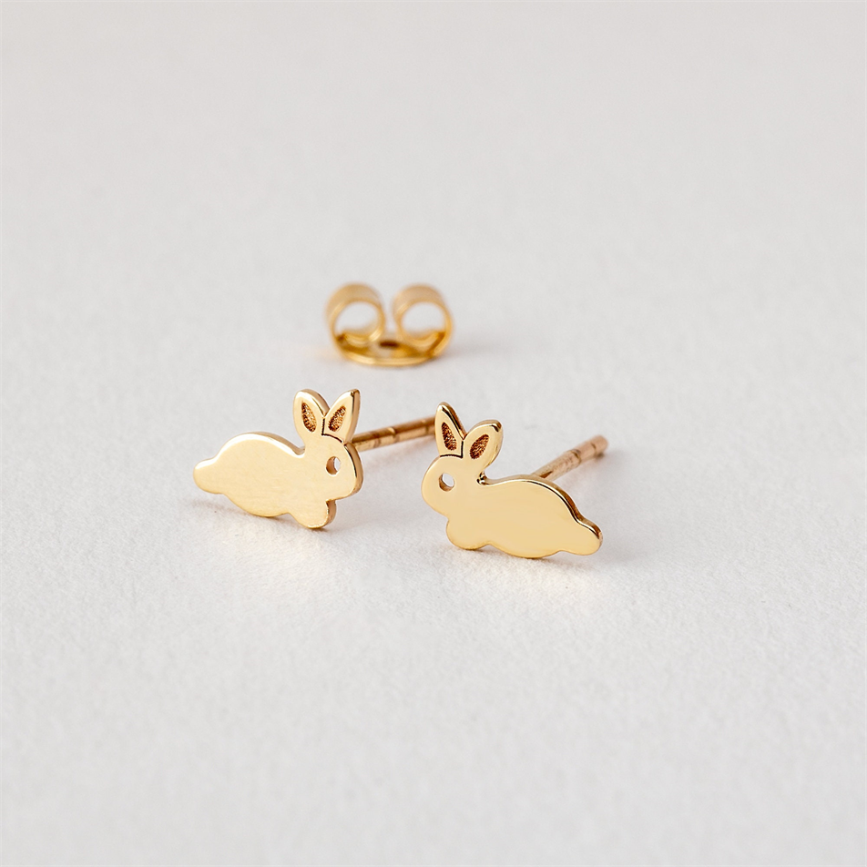 Gold Rabbit Stud Earrings