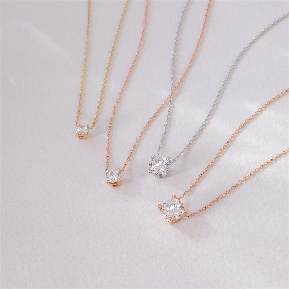 Gold CZ Solitaire Necklace