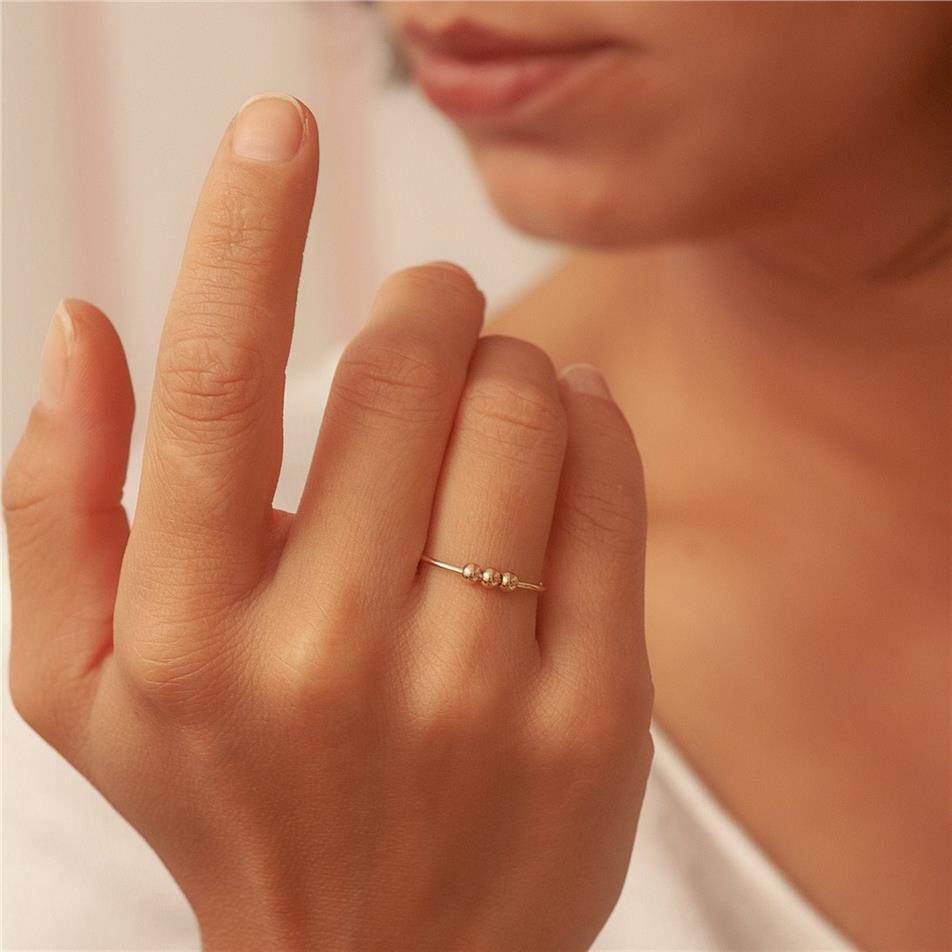 Solid Gold Minimalist Bead Ring