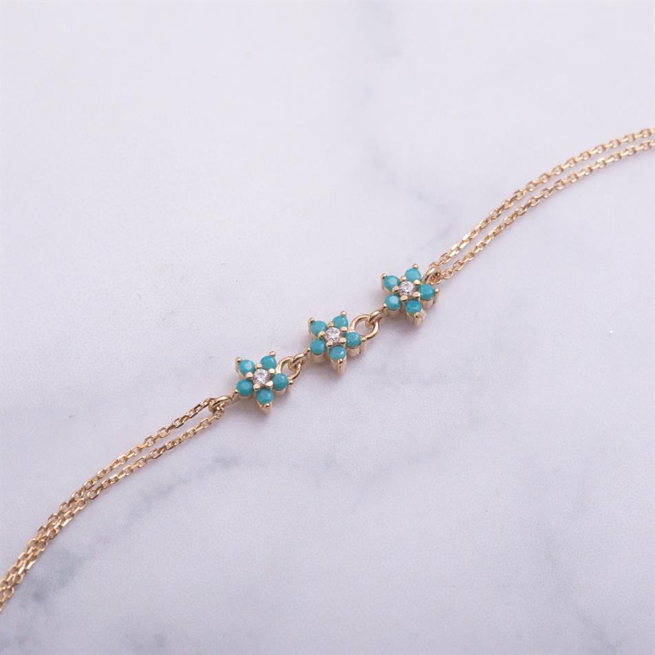 Gold Turquoise Flower Bracelet