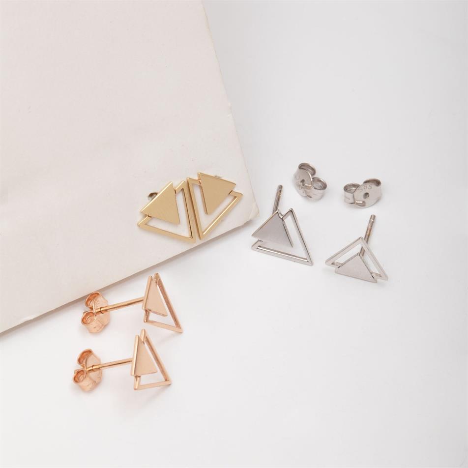 Solid Gold Dainty Triangle Earrings