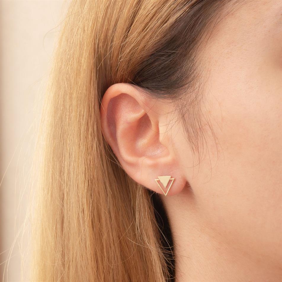 Solid Gold Dainty Triangle Earrings