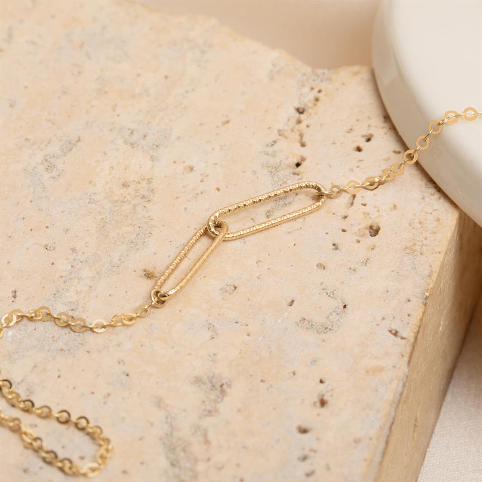 Solid Gold Elongated Oval Link Bracelet