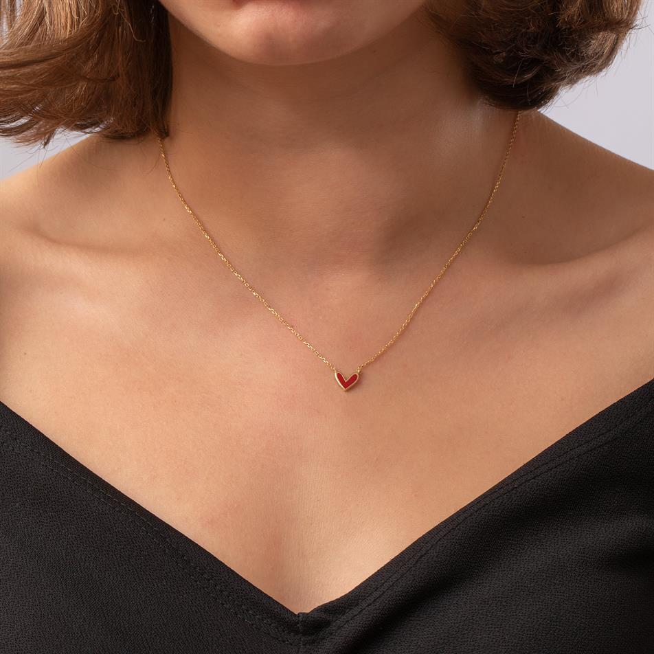 Altın V Kalp Kolye