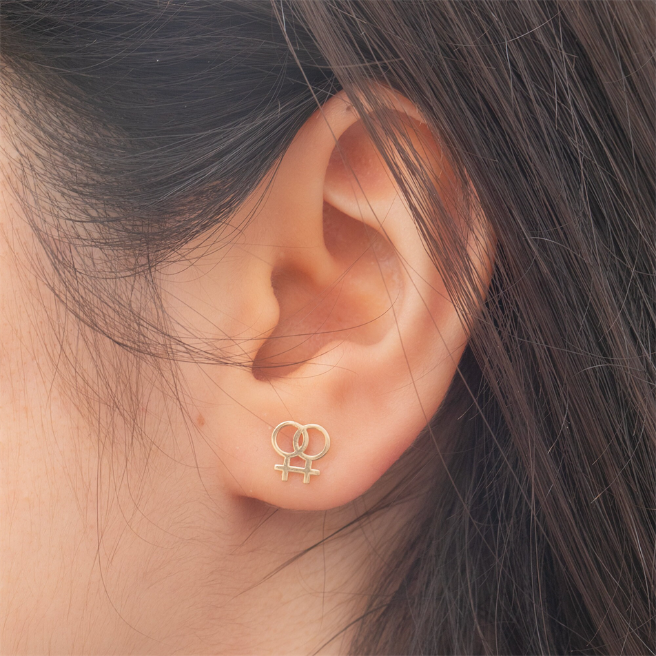 Altın Venüs Sembolü Küpe