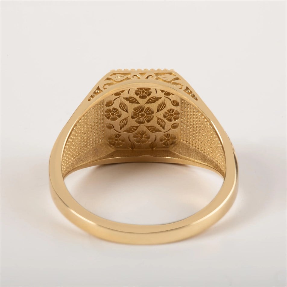 Gold Victorian Floral Signet Ring
