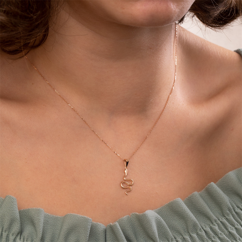 Gold Snake Charm Necklace