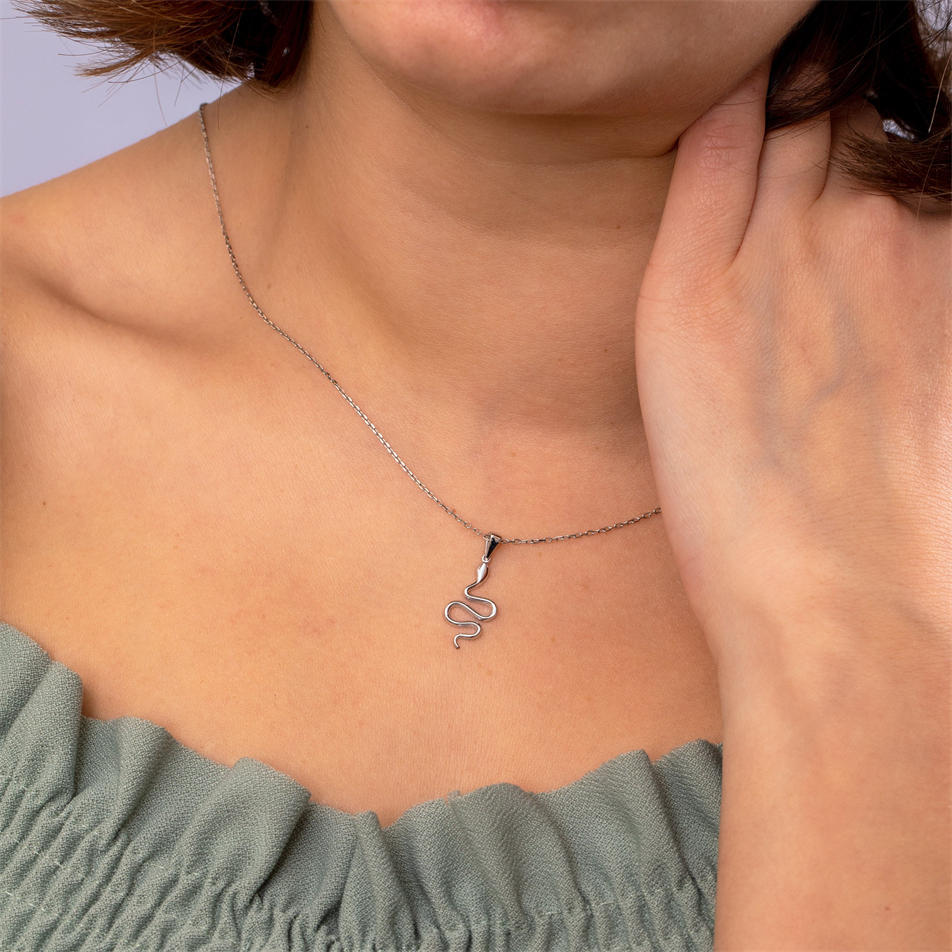 Gold Snake Charm Necklace