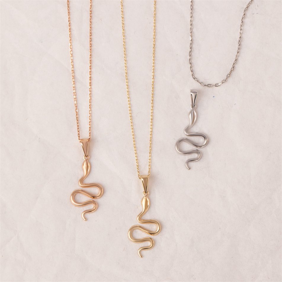 Gold Snake Charm Necklace