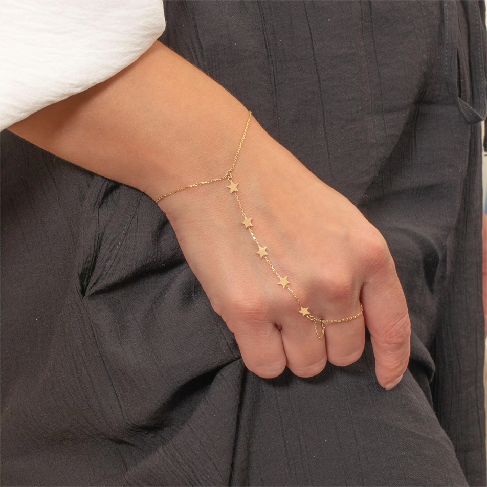 Gold Star Hand Chain Bracelet